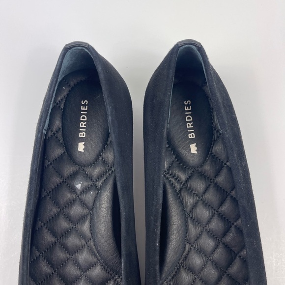 BIRDIES The Goldfinch Black Pointed Flats Shoe Suede Womens 6 Slip On Non Slip - Picture 3 of 8